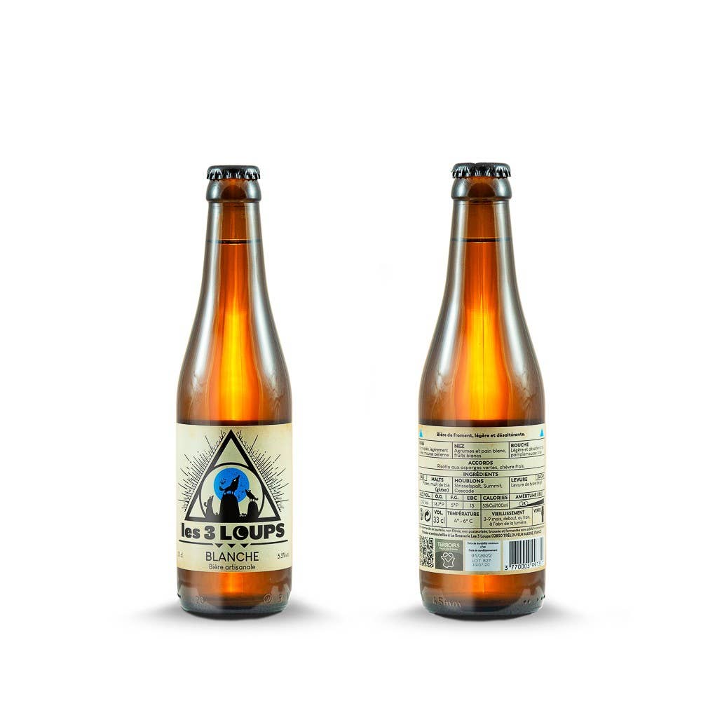 Brasserie Les 3 Loups - Wholesale Beer - 3 WOLVES White Beer 5.5% alc 33cl.1