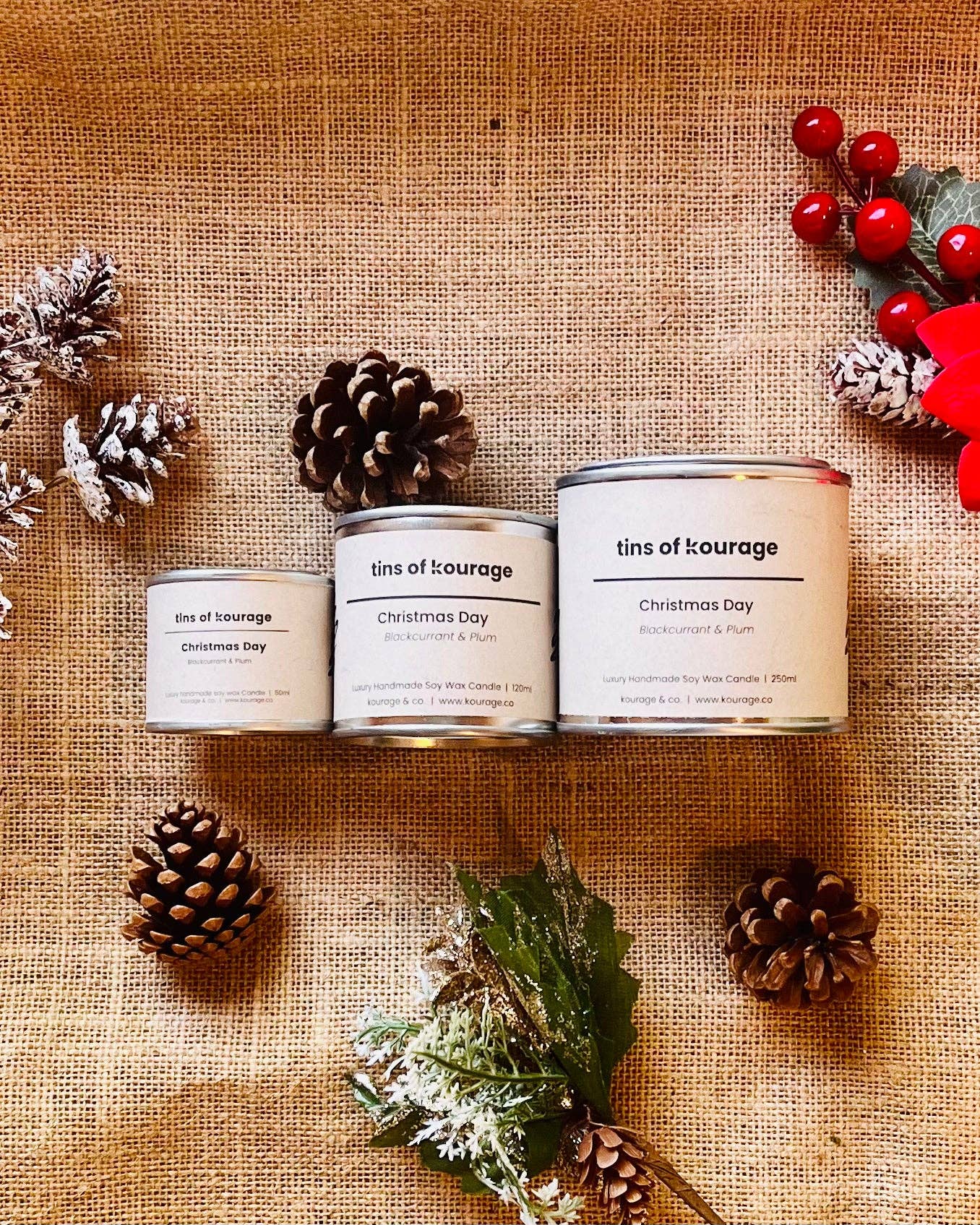 Kourage & co - Wholesale Jar/Filled Candle - Christmas Day Soy Wax Candle | Scented Paint Tin Candles1