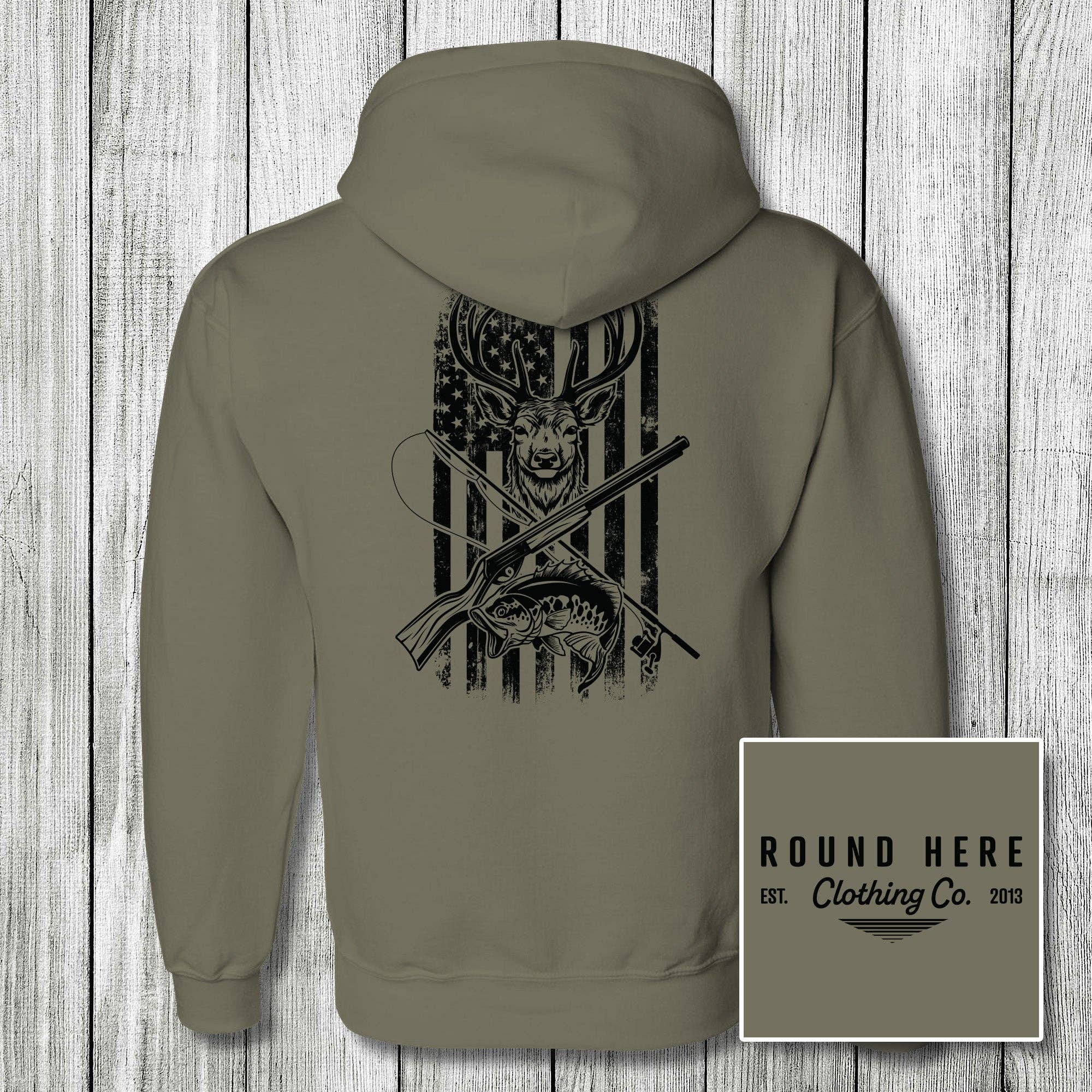 The Old North State - Wholesale Screen Printed T-Shirt - Unisex - 'Round Here Clothing Huntin and Fishin4