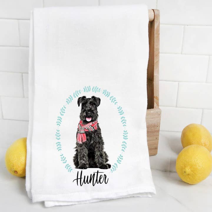 The Preppy Pineapple Home - Wholesale Tea Towel - Custom Black Schnauzer Tea Towel2