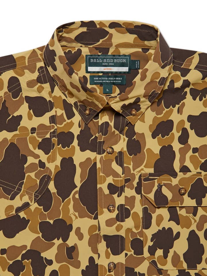 Ball and Buck - Wholesale Button Down Shirt - Men's - Active+ Field Shirt, Short Sleeve - Original Camo2