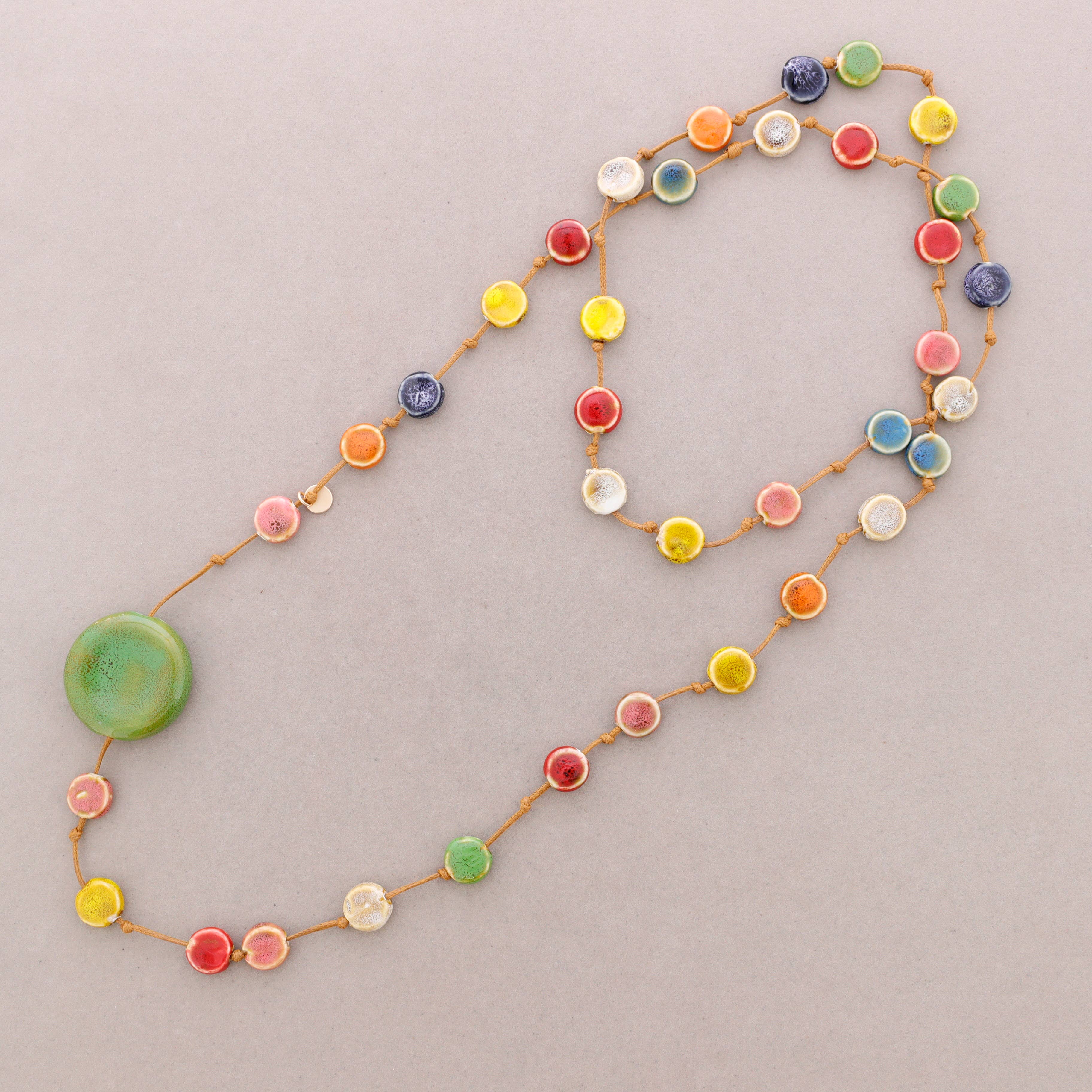 Sonata – wholesale Snap-smycken – Lång halsband med keramiska medaljonger5