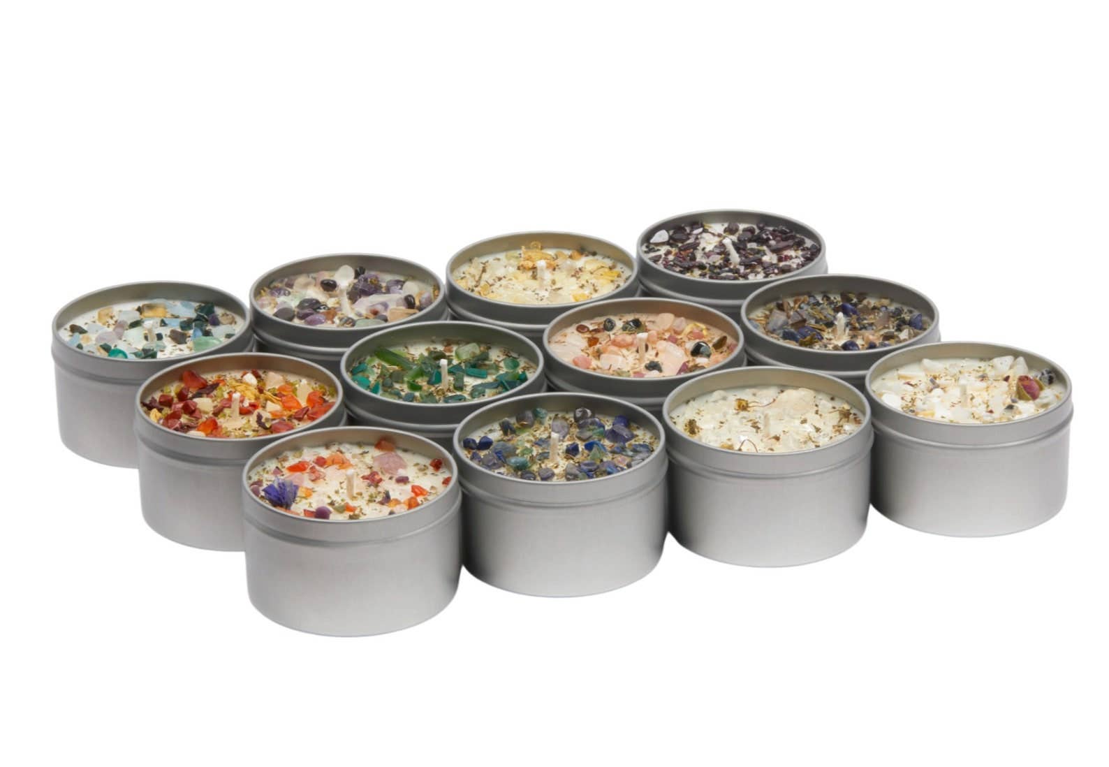 New Moon Beginnings - Wholesale Travel Candles - Crystals & Herb Energy Candles 8oz Tin Soy Candles Handmade73