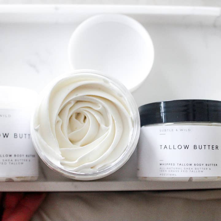 Subtle & Wild - Wholesale Facial Moisturizer - 8oz Unscented Tallow|Tallow Skincare|Beef Tallow|Tallow Bulk