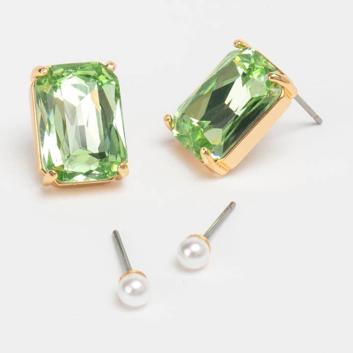 Violet & Brooks - Wholesale Stud/Post Earrings - Crystal/Pearl Earring Duet