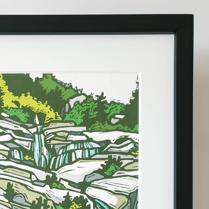 Little Green - Wholesale Art Print - Mountain Waterfall Landscape Matted Art Print 8.5x114