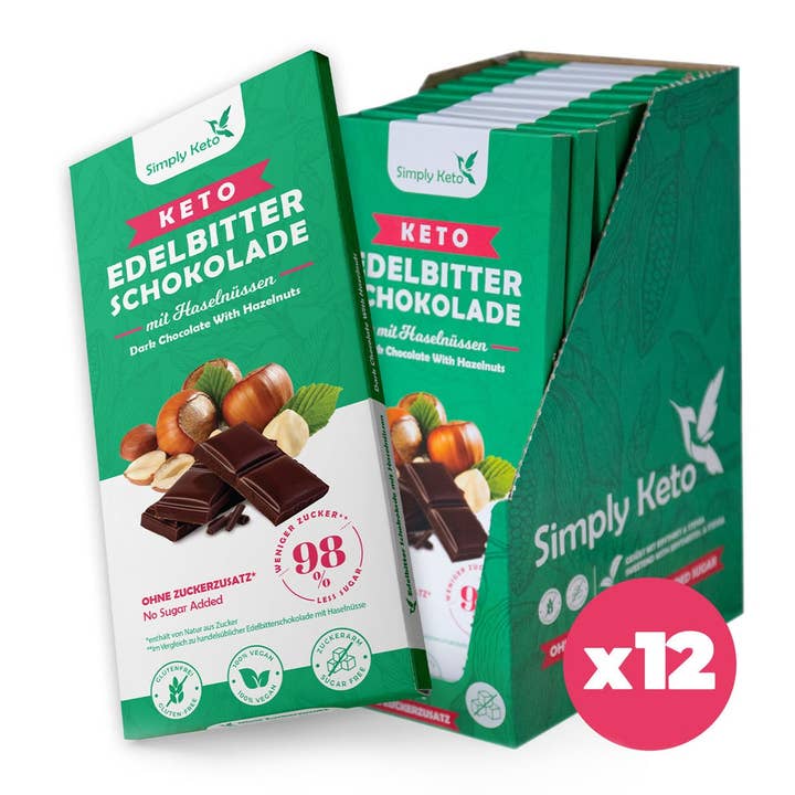 Keto donkere chocoladereep met hazelnoten | 60% cacao voor wholesale door Simply Keto