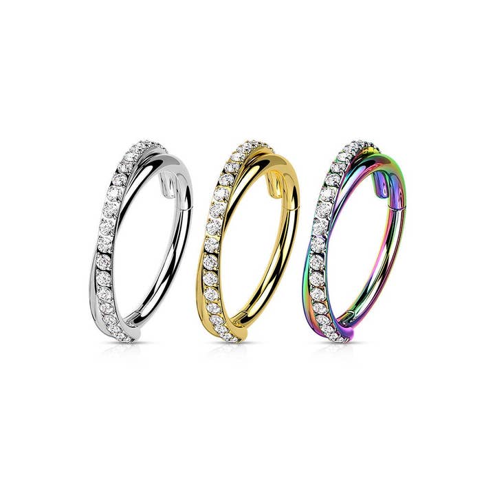 Elara Body Jewelry – wholesale Single earring – Gold Conch or Helix Piercing (16G | 8mm or 10mm | Surgical Steel | Gold, Rainbow or Silver)6