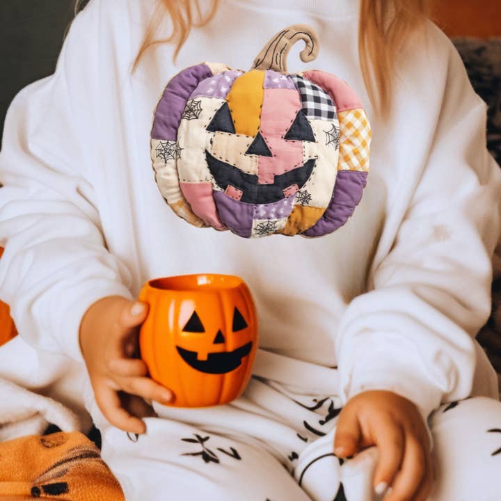 Uncommon Label - Wholesale Sweatshirt - Kids - Patchwork Fall Pumpkin Youth Graphic Sweatshirt0