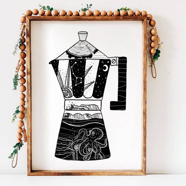 Moka Pot Cofee Print for wholesale by Mountain Mornings