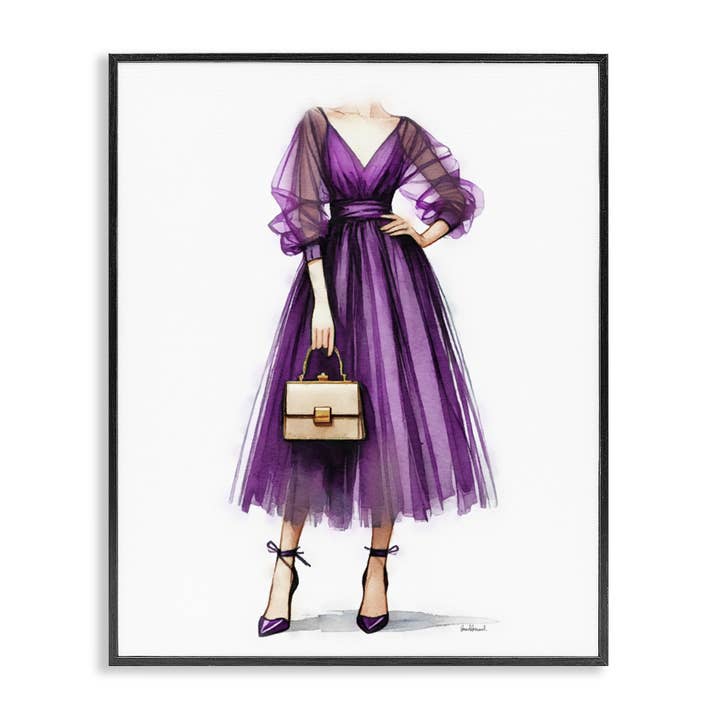 Glam Purple Gown - Framed Wall Art for wholesale by Stupell Industries