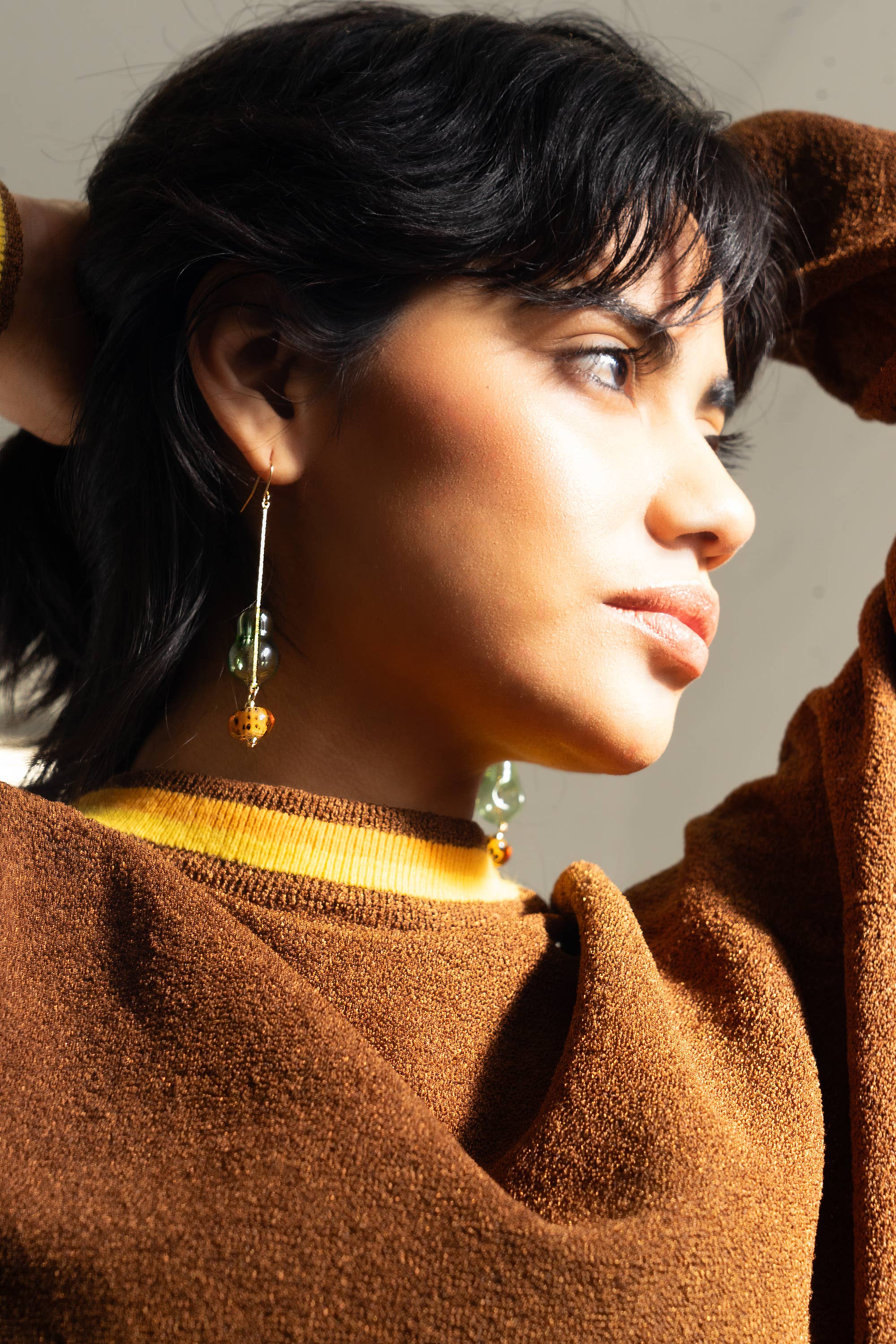 Peter and June - Vendita all'ingrosso Orecchini pendenti - Orecchini pendenti Lennox in vetro di Murano verde fatti a mano3