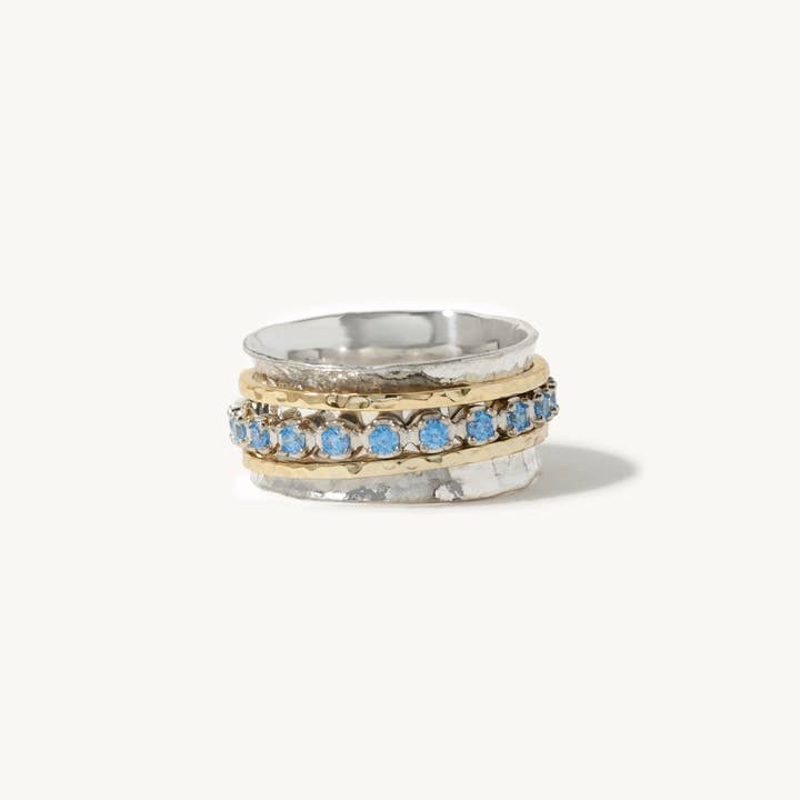 Aria Spinner Ring - Aquamarine for wholesale by Ideaure Jewelry
