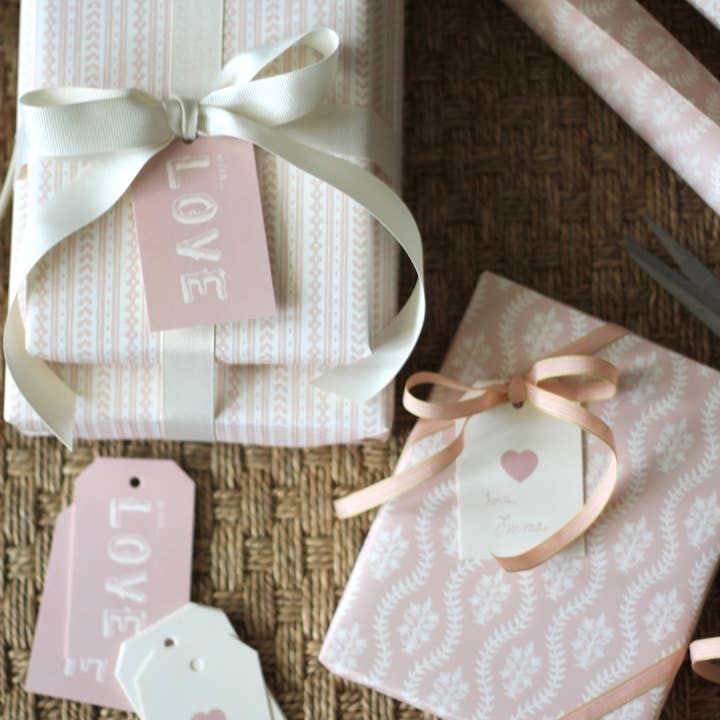 JSH Home Essentials - Wholesale Flat Wrap - Scalloped Dahlia Wrapping Paper in Rose