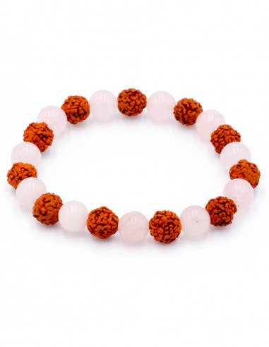Kimago Look - Wholesale Beaded Bracelet - Rudraksha and Rose Quartz Bracelet2