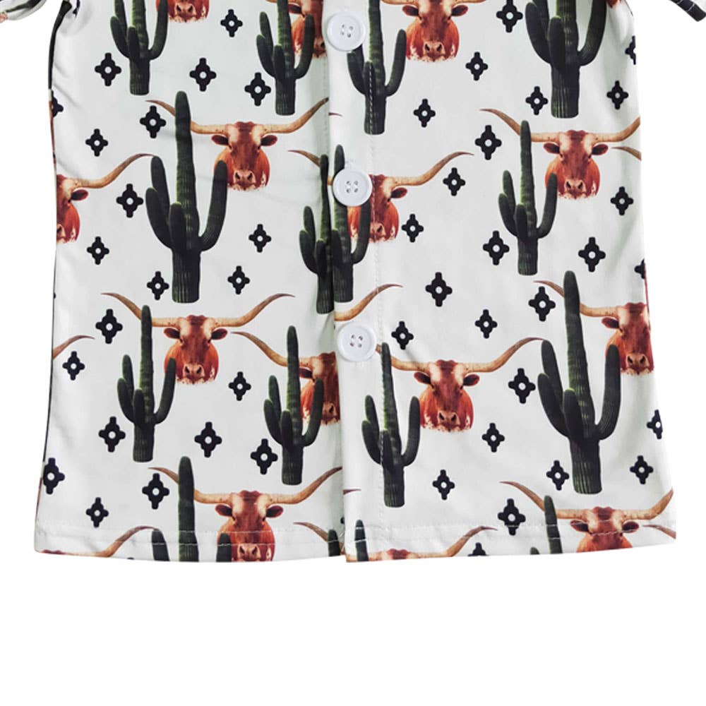 Aier Wholesale - Vente Chemise à col boutonné – enfant - Chemises western à motif cactus pour bébé garçon2
