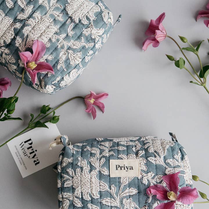 Priya Wear - Wholesale Makeup/Cosmetic Bag - Organic cotton cosmetic bag smoky blu (washbag/pouch/makeup)2