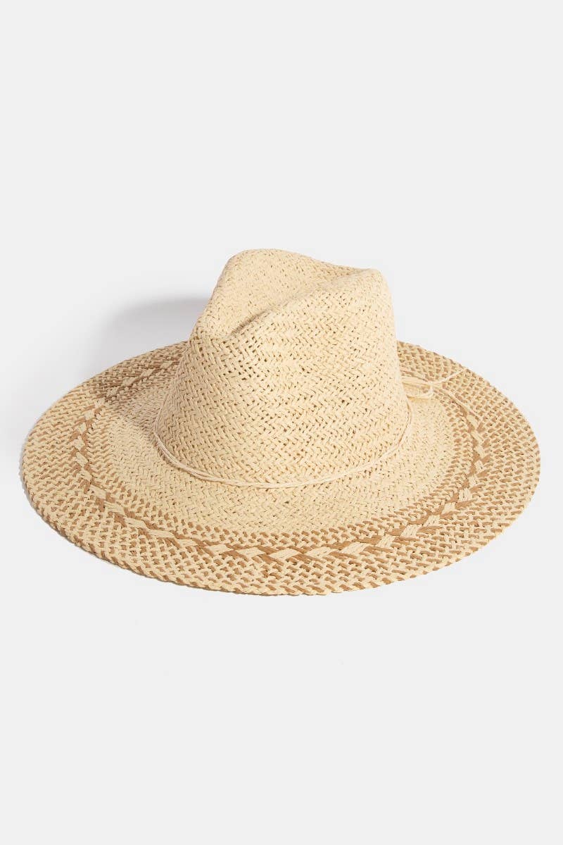 Collections by Fame Accessories - Wholesale Straw Hat - Women's - Two Tone Floppy Boho Straw Hat6