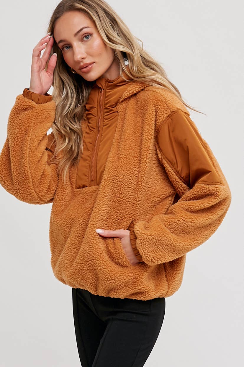 Bluivy - Wholesale Hoodie - Women's - FAUX SHEARLING CONTRAST HOODIE21