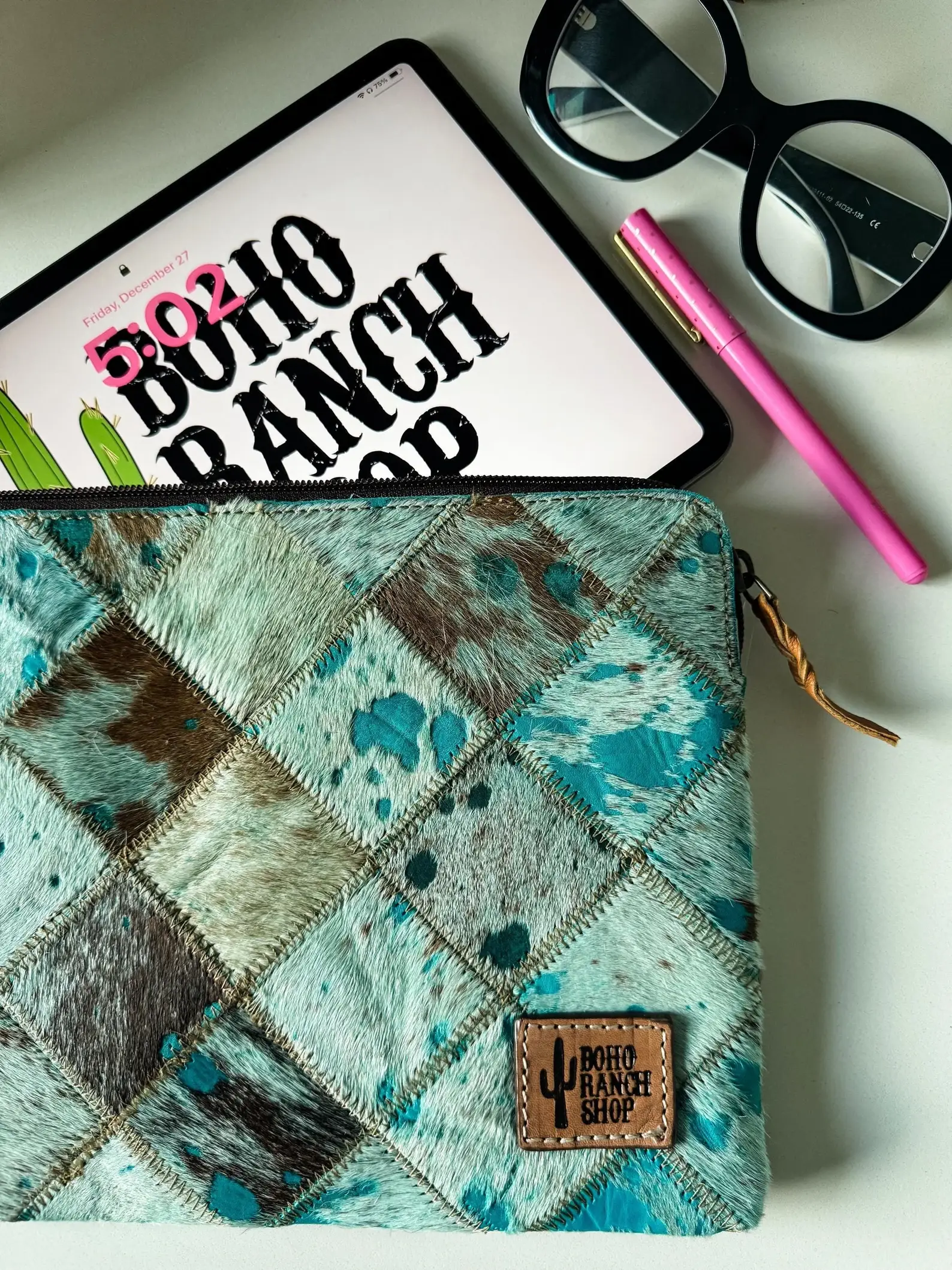 Boho Ranch Shop - Wholesale Laptop/Tablet Case - Women's - Cowhide Laptop Computer tech Sleeve Pouch Case3