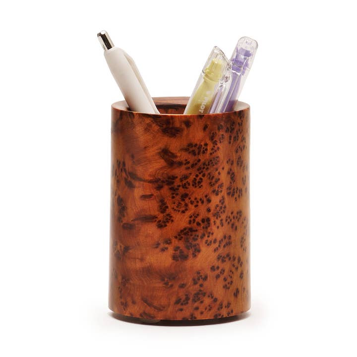 Thuya Wood Burl Wooden Pen Holder For Office and other Purchase Wholesale office accessories. Free Returns & Net 60 Terms on Faire trending on Faire.