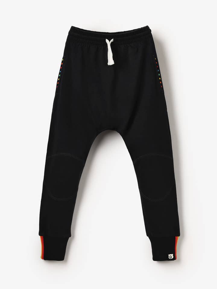 Organic Knee Patch Jersey Joggers - Black Ink for wholesale by The QT (UK)