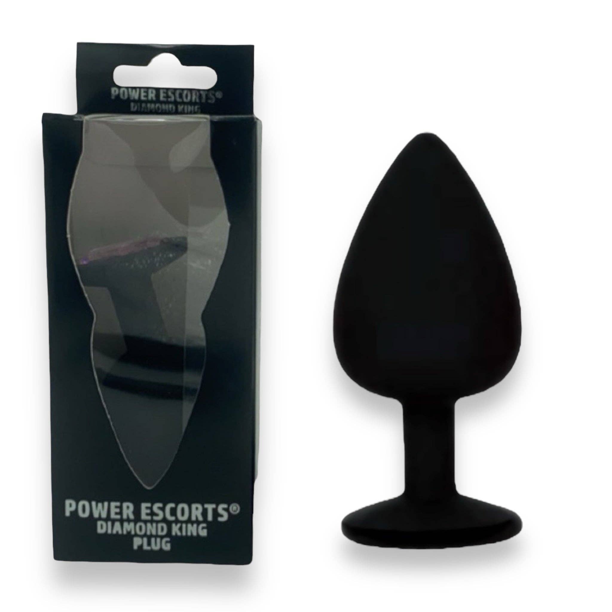 Kinky Pleasure - Wholesale Sex Toy - Power Escorts - BR135 - Diamond King - Silicone Butt Plug - Black - 6 Colors - 3 Sizes0