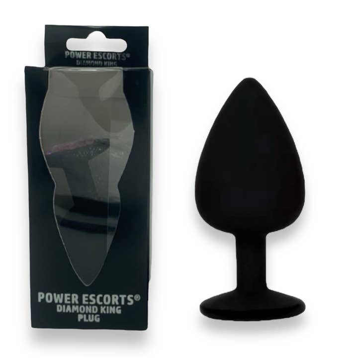 Kinky Pleasure - Wholesale Sex Toy - Power Escorts - BR135 - Diamond King - Silicone Butt Plug - Black - 6 Colors - 3 Sizes