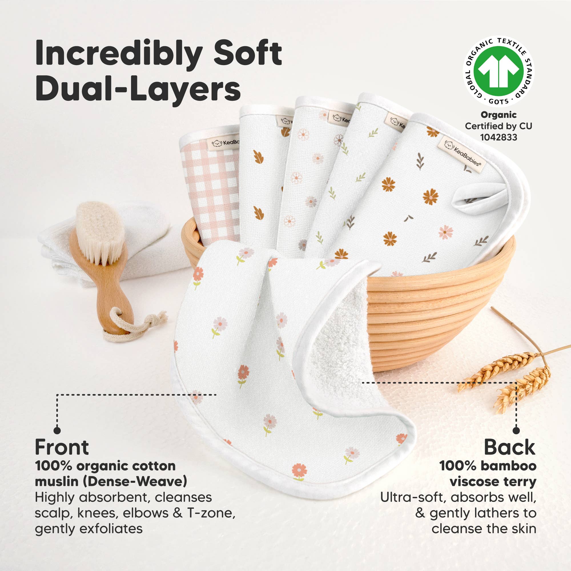 Petals 6-Pack Organic Cami Baby Washcloths for Face & Bath Towels for wholesale on Faire1