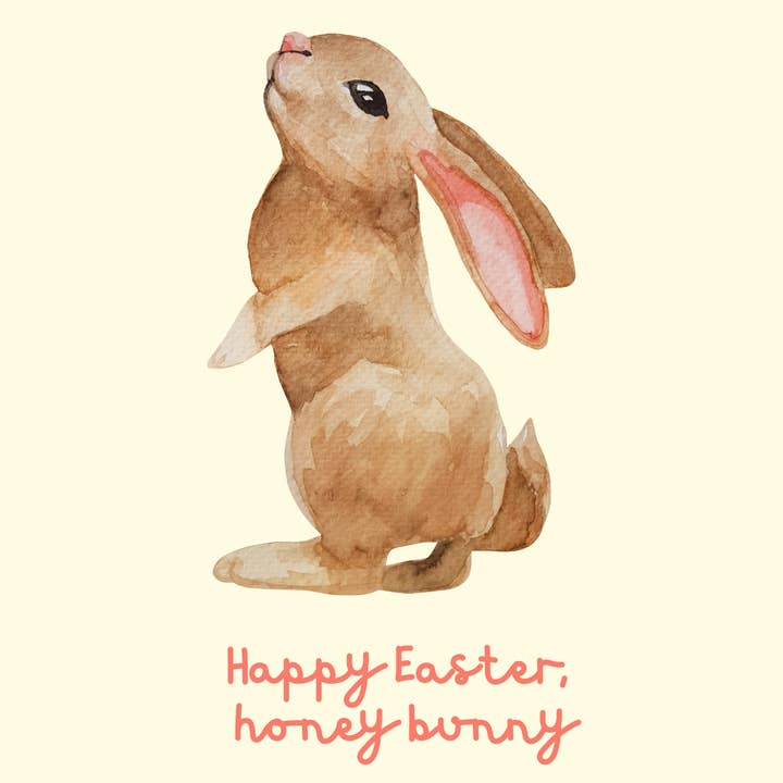 Honey Bunny Watercolor Easter Card | Cute Rabbit Greeting Card | Premium Linen Paper | JoeyPrints for wholesale by JoeyPrints