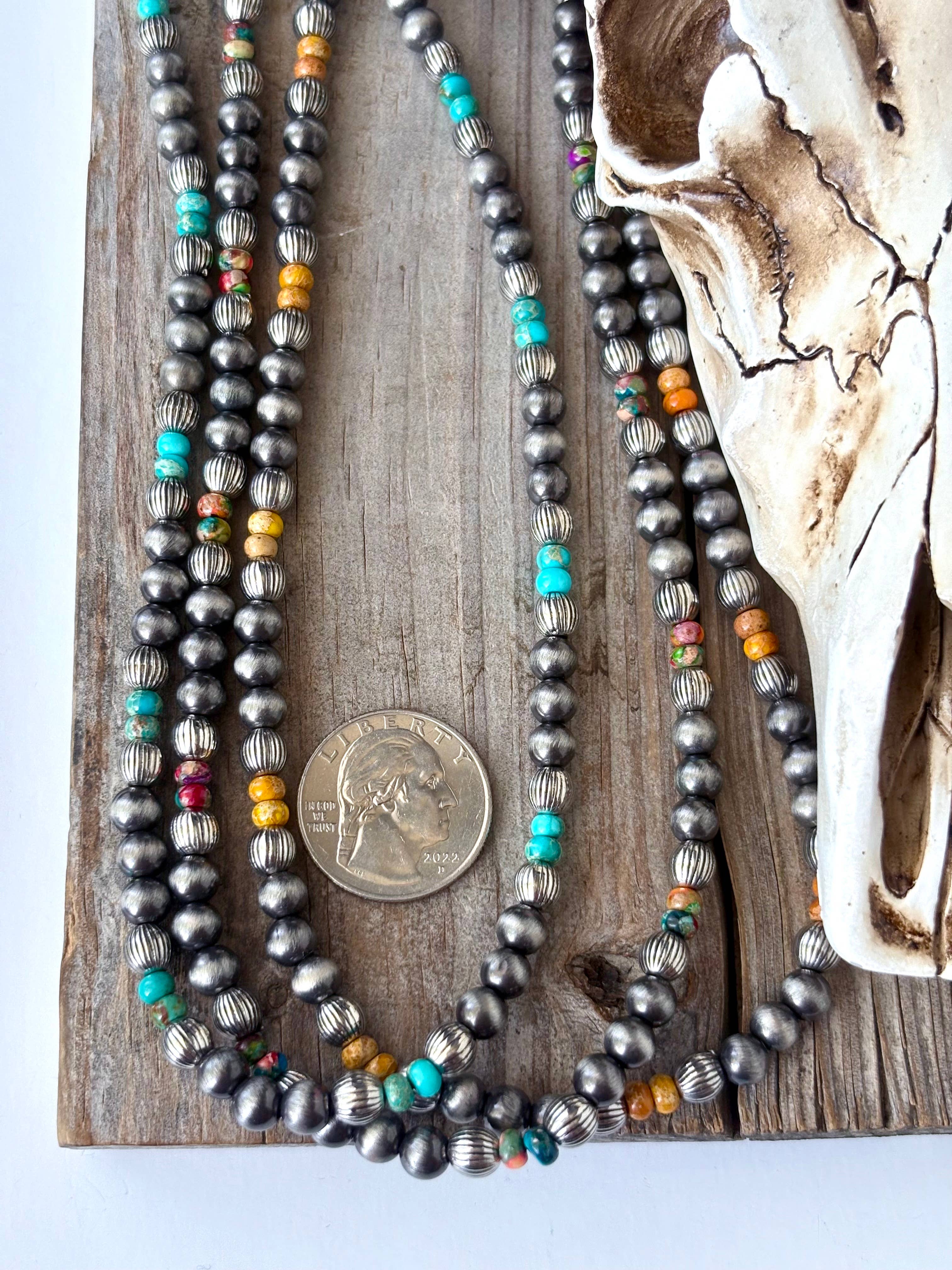Boho Ranch Shop - Wholesale Beaded/Pearl Necklace - Western Style Navajo Pearl & Stone Bead Necklace4