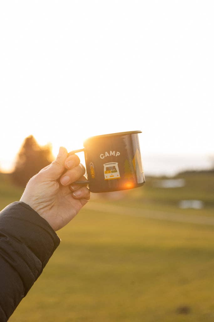 Roadtyping – wholesale Coffee mug – Enamel Mug Camp Vibes1