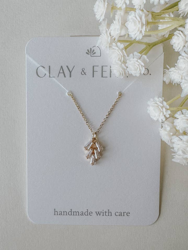 Jewel Necklace - Modern Gold Wedding Jewelry for wholesale by Clay & Fern Co.