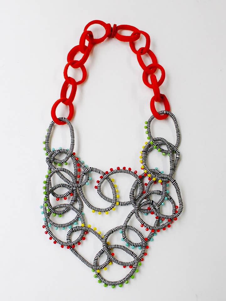 Handmade Kirku Upcycled Textile Necklace for wholesale by Beyond Threads