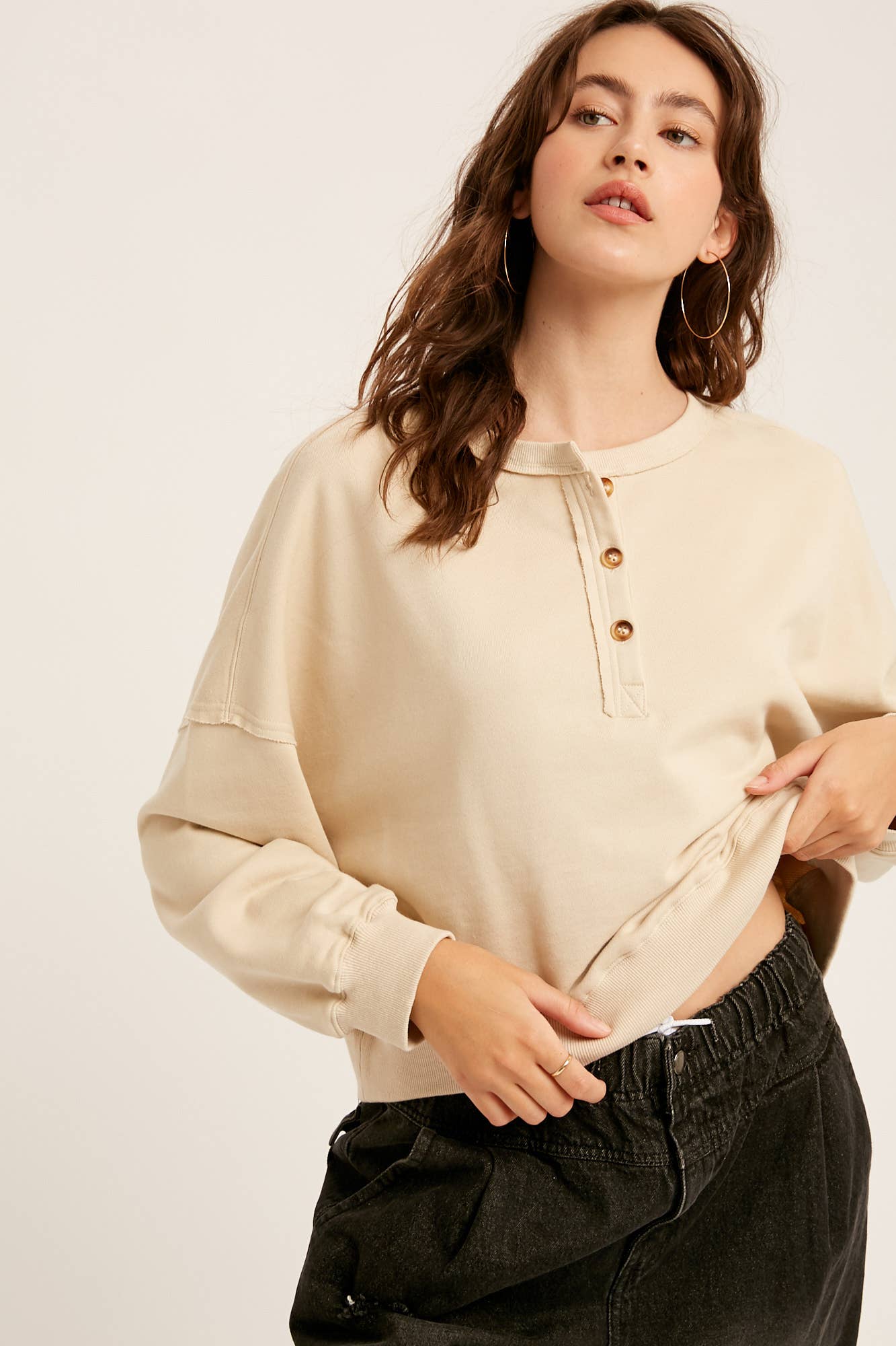 Listicle - Wholesale Knit Top - Women's - Henley Button Soft Knit Top LT111214