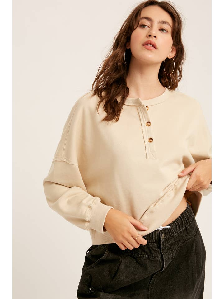 Listicle - Wholesale Knit Top - Women's - Henley Button Soft Knit Top LT111214