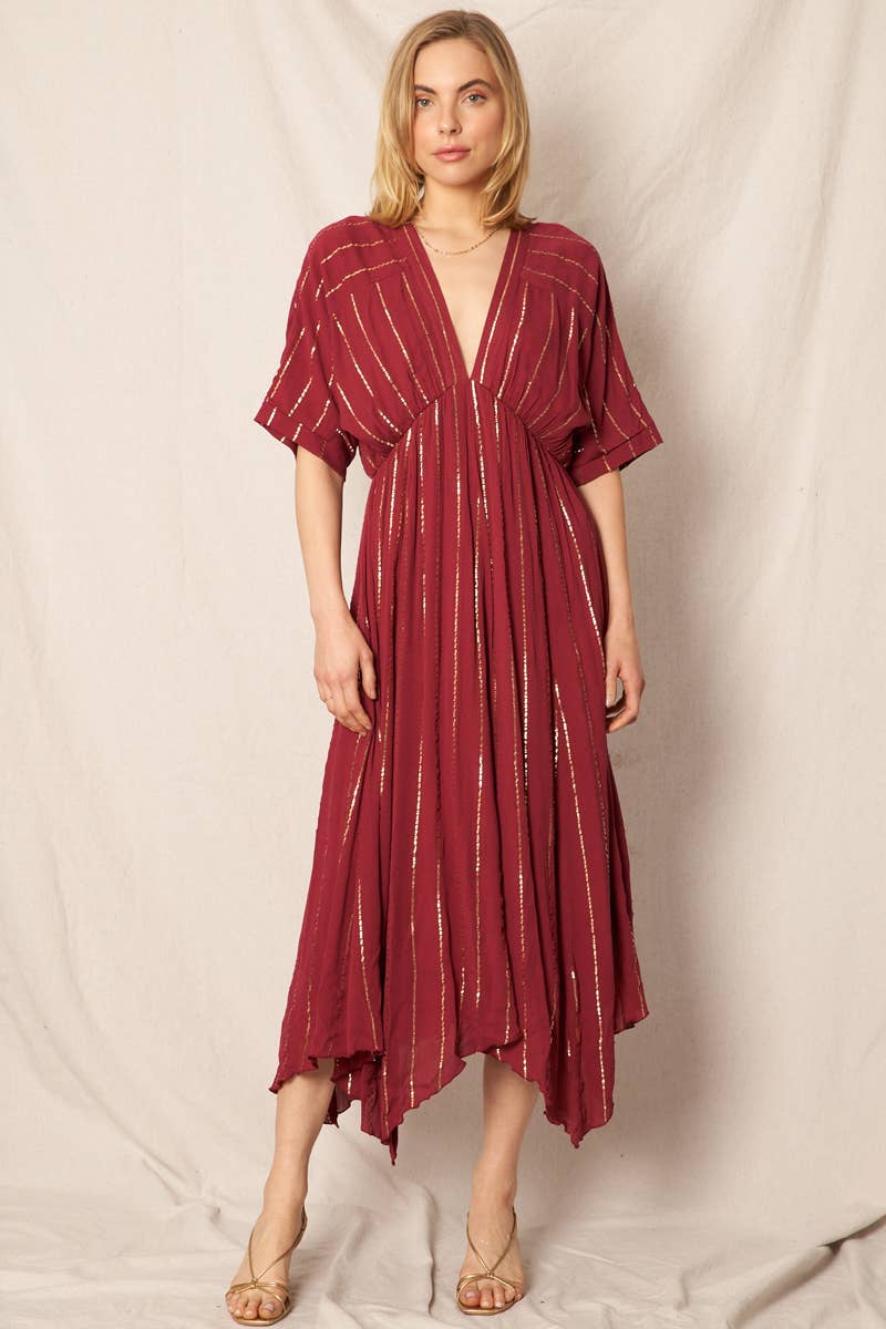 En Crème - Vente Robe – femme - Robe midi rayée à sequins19