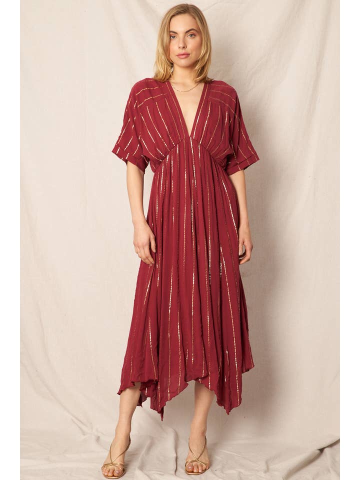 En Crème - Vente Robe – femme - Robe midi rayée à sequins10