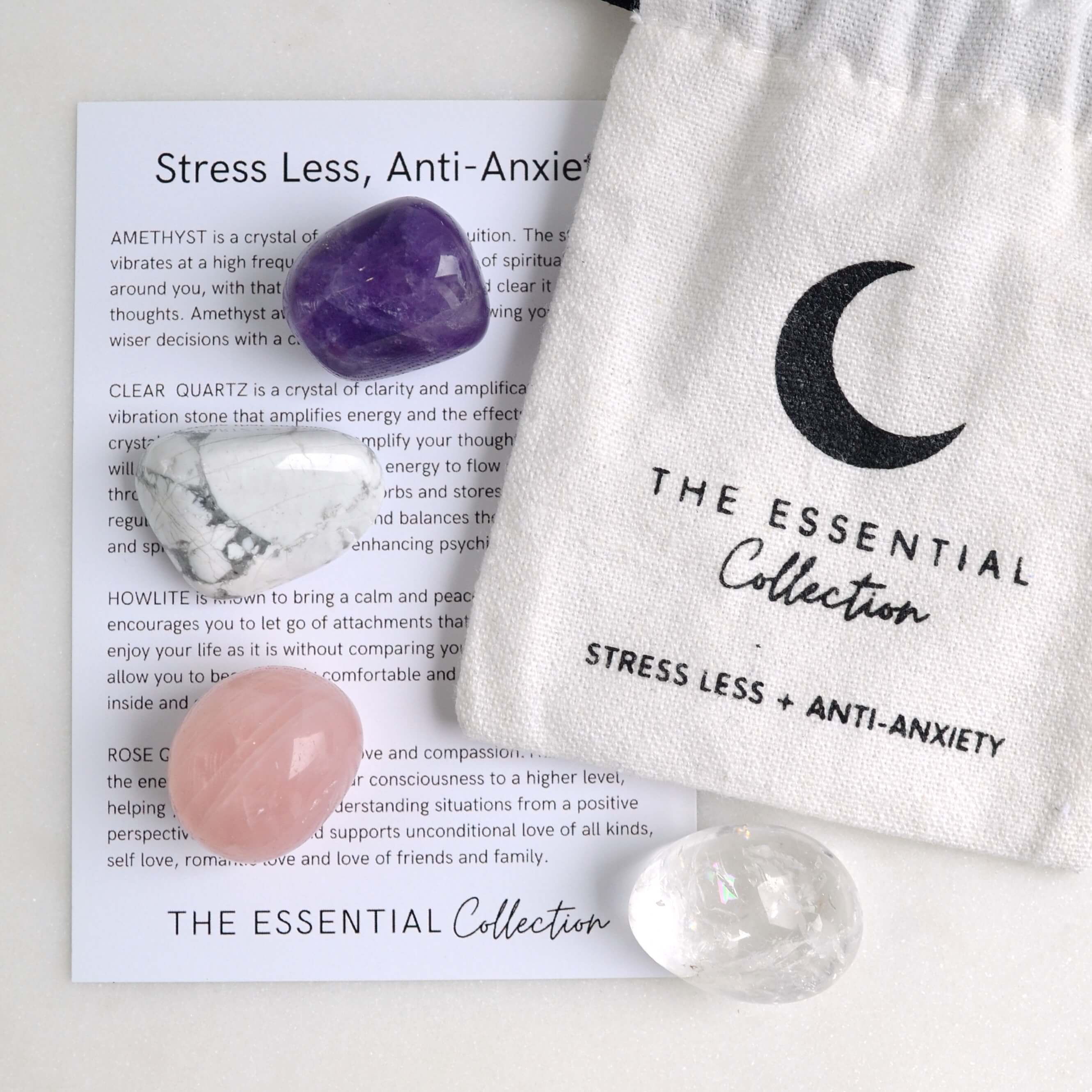 The Essential Collection - Vente Pierre et cristal de spiritualité - Kit de cristaux anti-stress et anti-anxiété1
