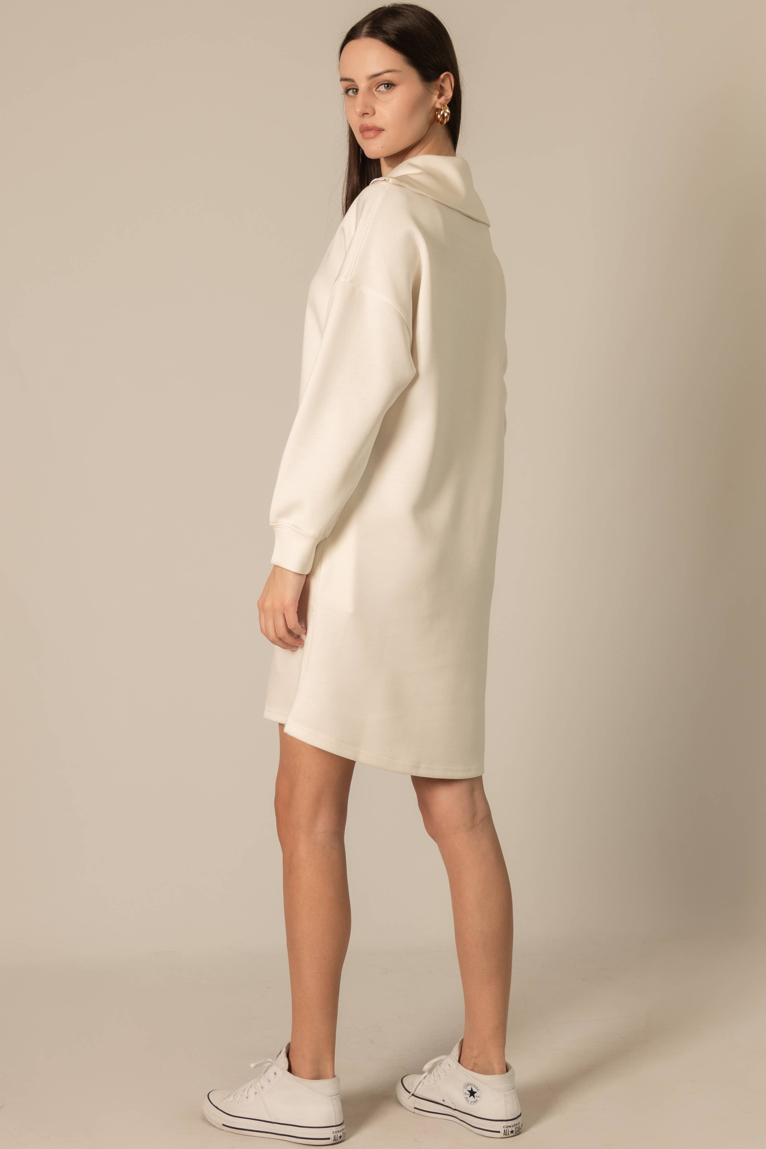 P. CILL - Wholesale Dress - Women's - P. CILL Butter Modal Quarter Zip Up Long Sleeve Dress18