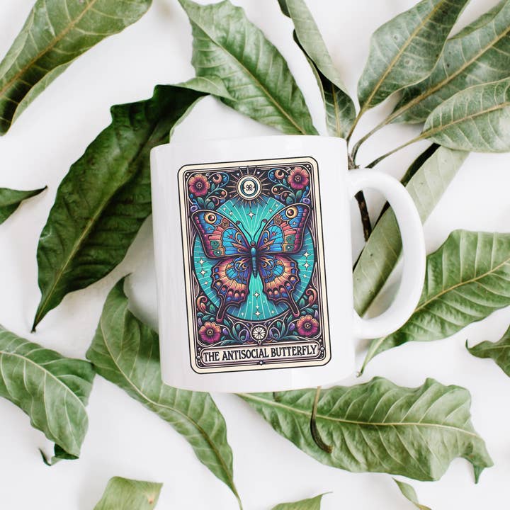 Galactic Sapphire - Wholesale Coffee Mug - Anti Social Butterfly Tarot Card Coffee MugÂ