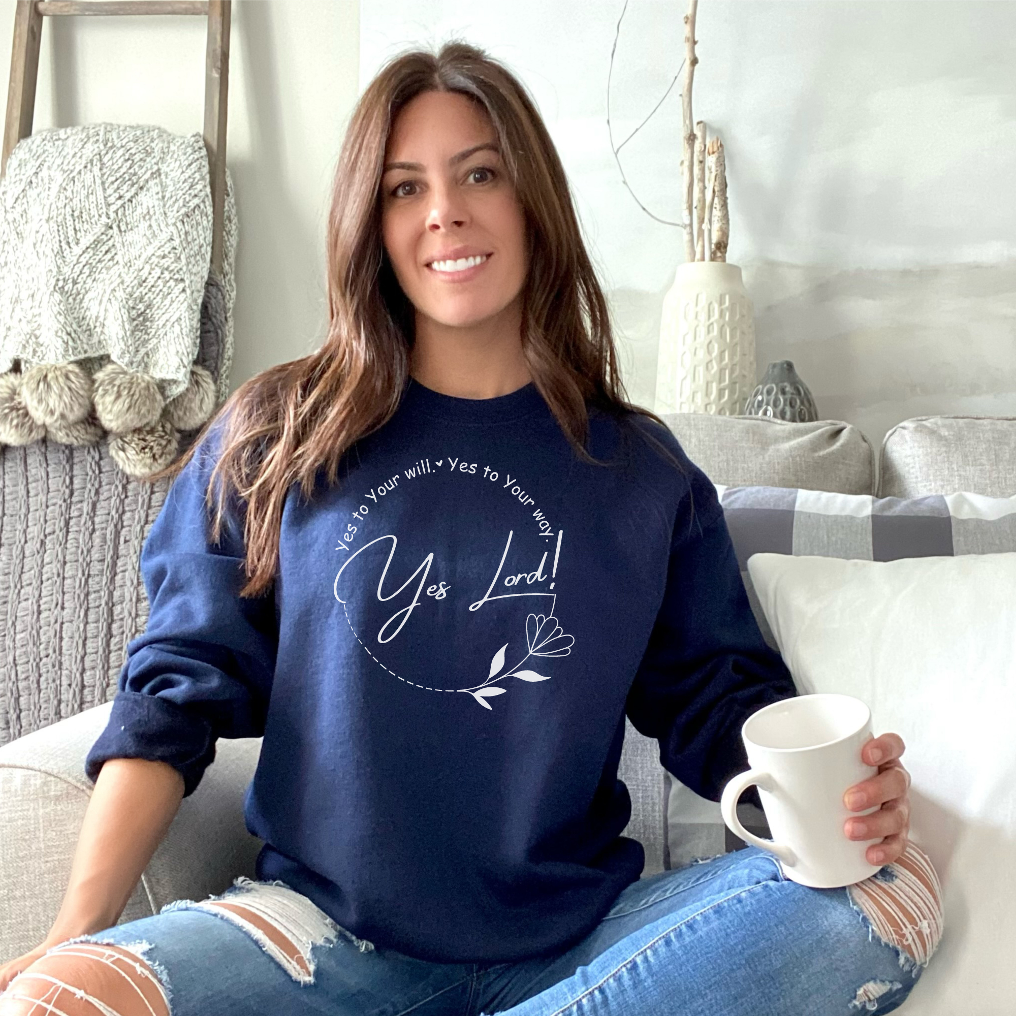Love Ann Joy Apparel, LLC - Wholesale Graphic Sweatshirt - Women's - Yes Lord! Christian Sweatshirt | Christian Gift for women3