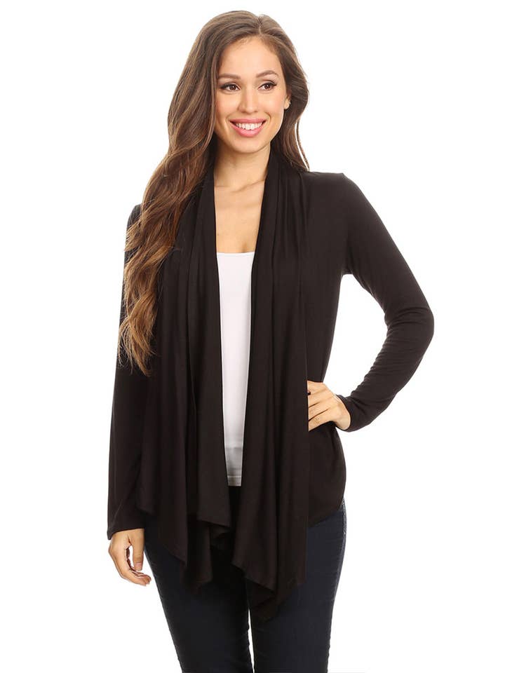 MOA COLLECTION - Vente Cardigan – femme - Cardigan drapé décontracté à manches longues pour femmes