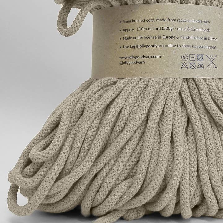 Jolly Good Yarn – wholesale Yarn – 5mm Woolacombe Taupe recycled cotton macrame cord (100m)
