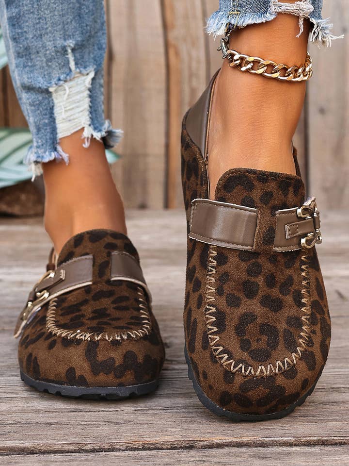 LDC Suede PU Leather Patchwork Retro Buckle Slip On Shoes for wholesale by Little Daisy Closet