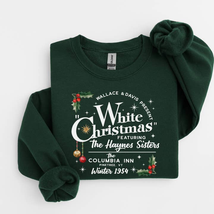 “White Christmas” Holiday Sweatshirt – Vintage-Inspired Cozy Nostalgia for wholesale by With Love Louise