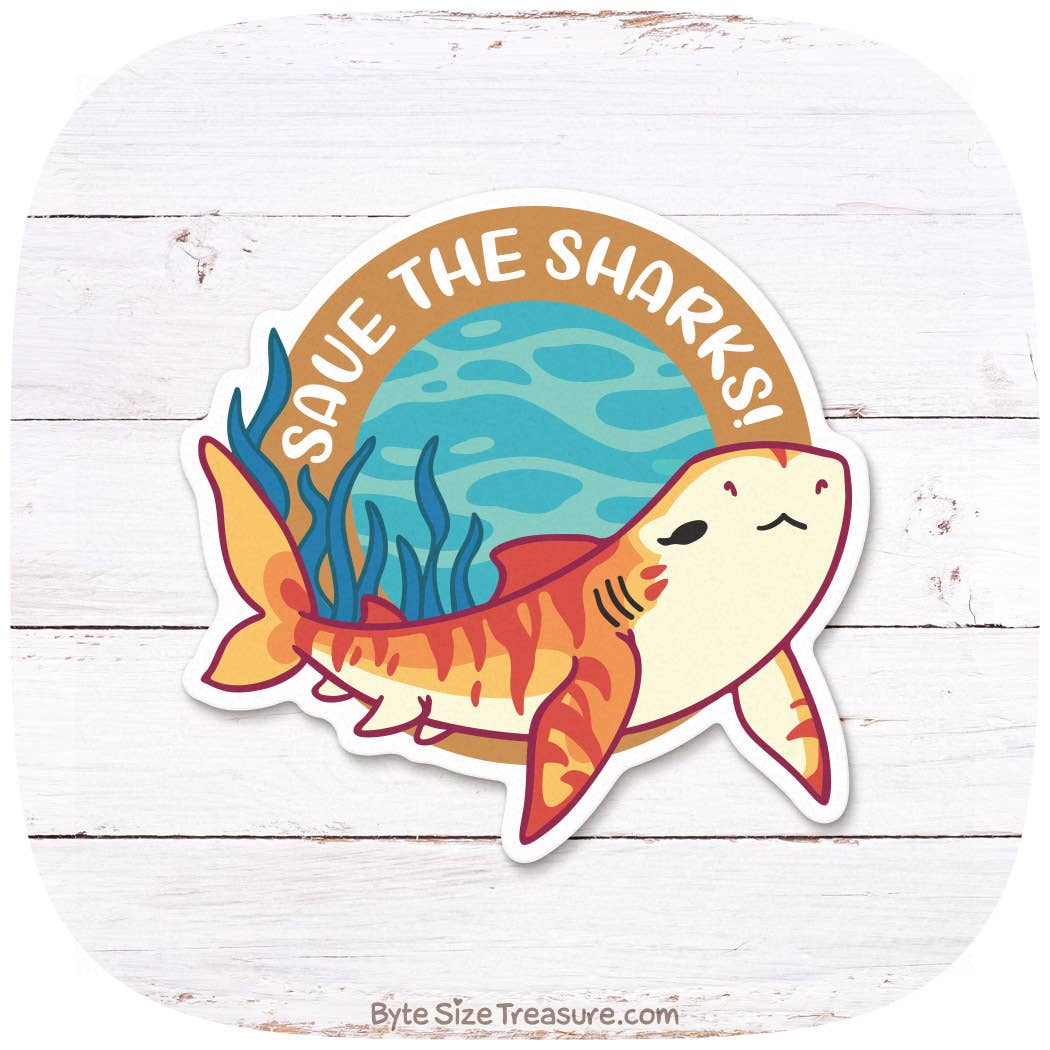 Byte Size Treasure - Wholesale Sticker - Tiger Shark Vinyl Sticker4