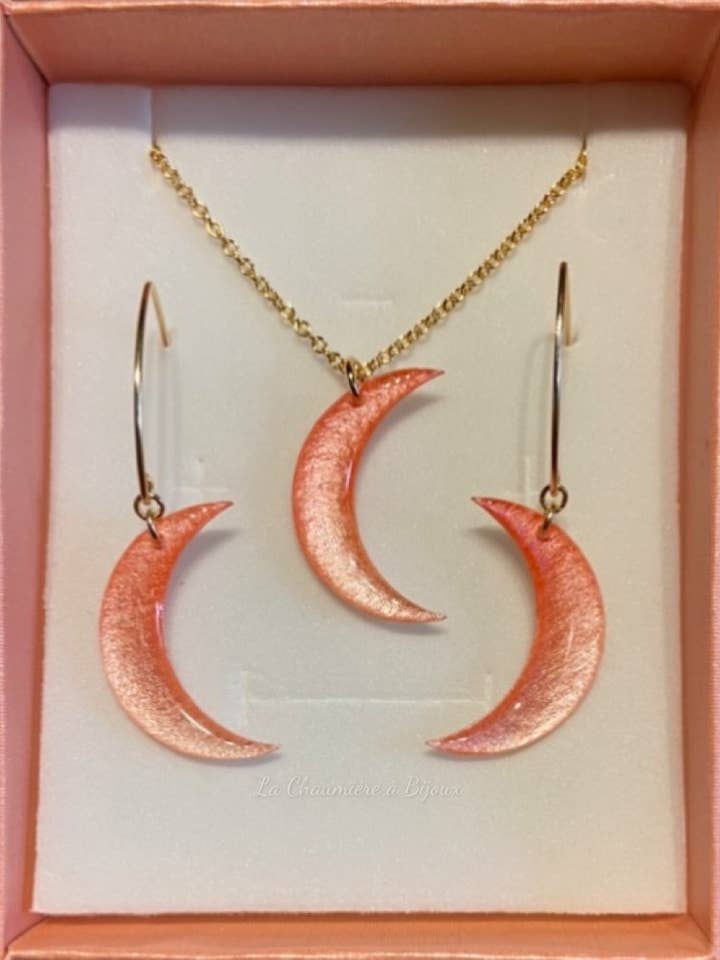 Maanset - vergulde halsketting, oorbellen voor wholesale door La Chaumière à Bijoux