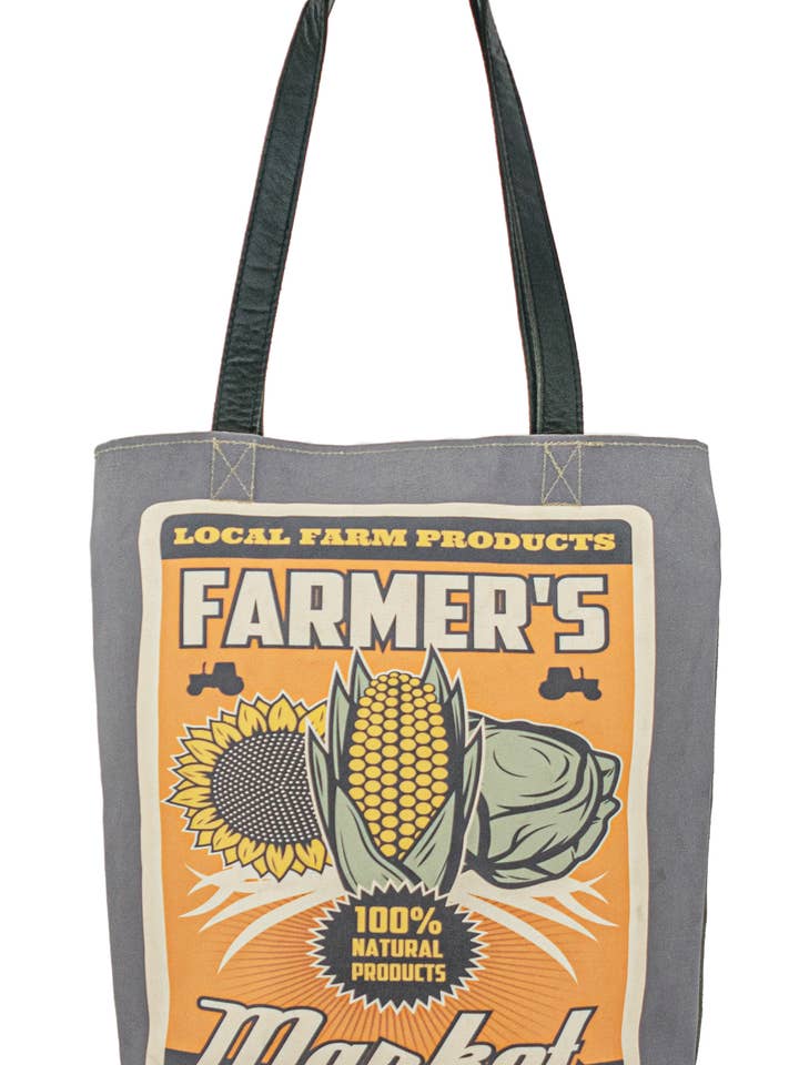 Farmer's Market Recycled Military Tent Tote for wholesale by Vintage Addiction