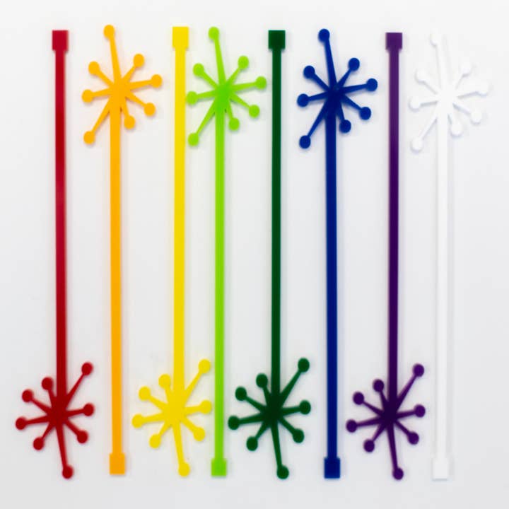 Mod Lounge Paper Company - Wholesale Drink Stirrer - Retro Starburst LGBTQ Rainbow Pride Acrylic Beverage Mixing 3